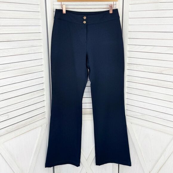 St. John Collection High Rise Straight Leg Dress Pant Trousers Navy Blue Size 6 - Picture 1 of 12